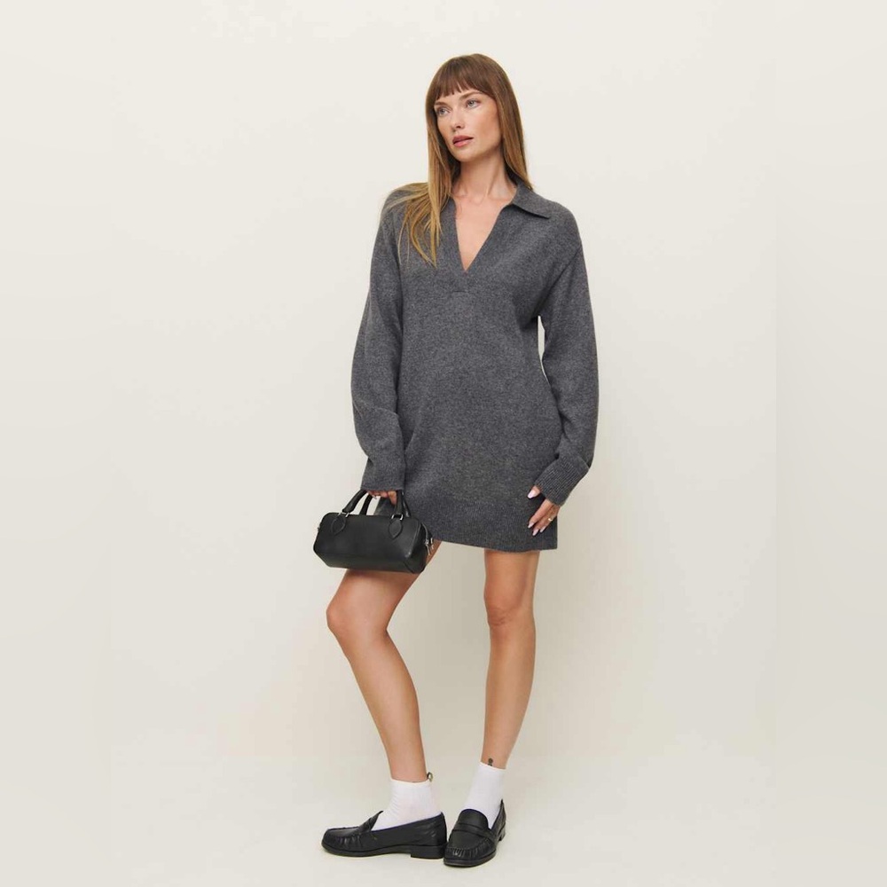 Reformation Maeve Cashmere Polo Dress Thunder
